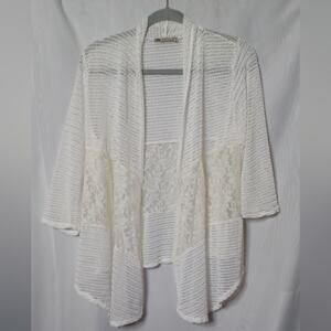 MOD'LAND Paris Stretch Lace and Knit Open Front Cardigan. L